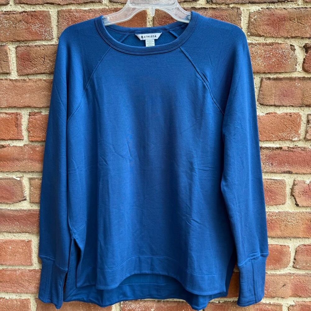 Athleta Coaster Luxe Recover Pullover Sweatshirt blue Womens XXS NEW